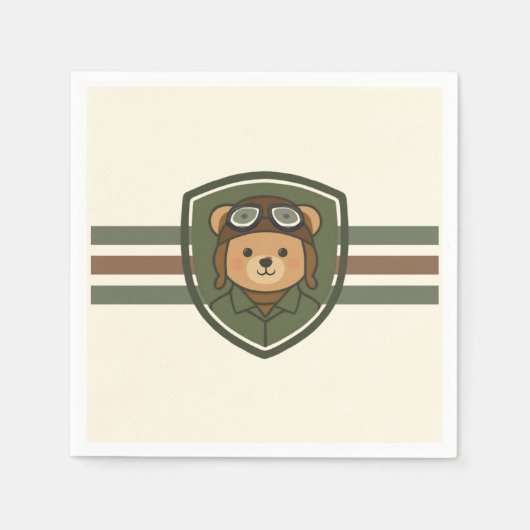 Aviator Beer Militaire Feestservetten Servet (Voorkant)