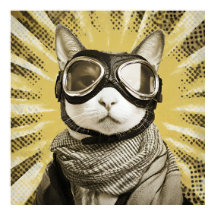 Aviator Cat Goggles Sunburst Portrait