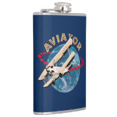 Aviator die de wereld reist heupfles (Rechts)