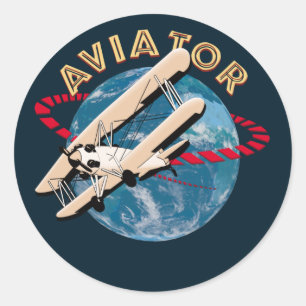 Aviator die de wereld reist ronde sticker