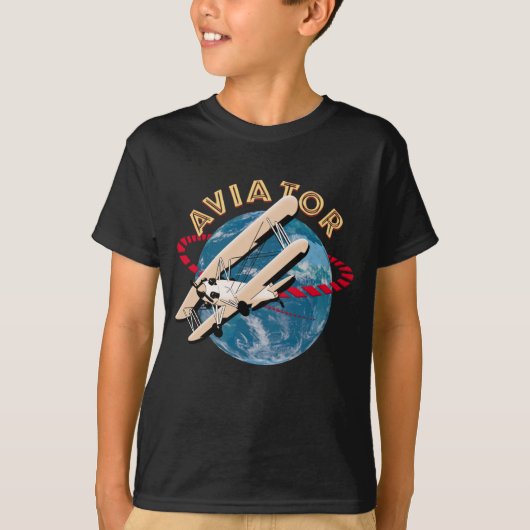 Aviator die de wereld reist t-shirt (Voorkant)