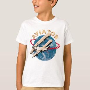 Aviator die de wereld reist t-shirt