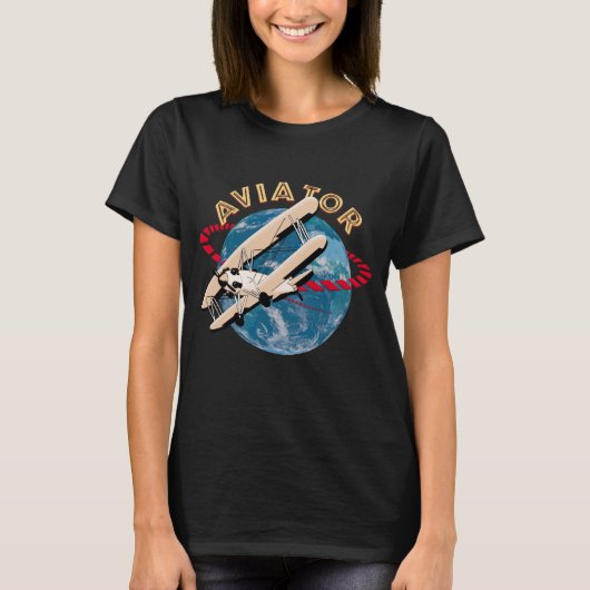 Aviator die de wereld reist t-shirt (Voorkant)