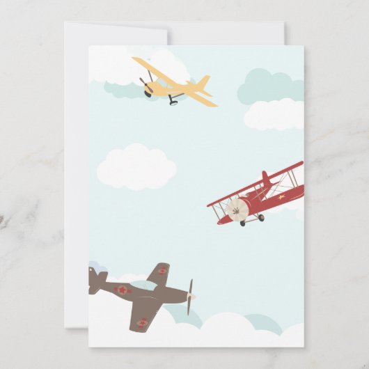 Aviator Eerste Verjaardag Retro Vliegtuig Uitnodig Kaart (Achterkant)