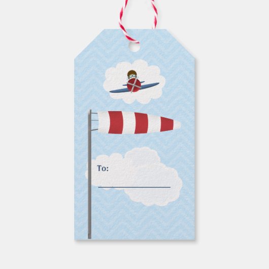 Aviator en zijn vliegtuig cadeaulabel (Achterkant)