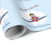 Aviator en zijn vliegtuig cadeaupapier (Rol Hoek)