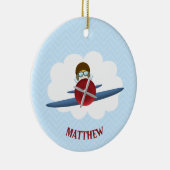 Aviator en zijn vliegtuig keramisch ornament (Rechts)
