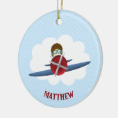 Aviator en zijn vliegtuig keramisch ornament (Links)