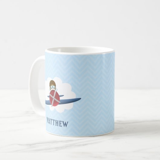 Aviator en zijn vliegtuig koffiemok (Voorkant links)