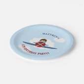 Aviator en zijn vliegtuig papieren bordje (Gekanteld)