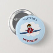 Aviator en zijn vliegtuig ronde button 5,7 cm (Voorkant /achterkant)