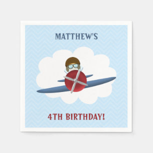 Aviator en zijn vliegtuig servetten