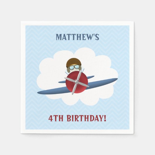 Aviator en zijn vliegtuig servetten (Voorkant)