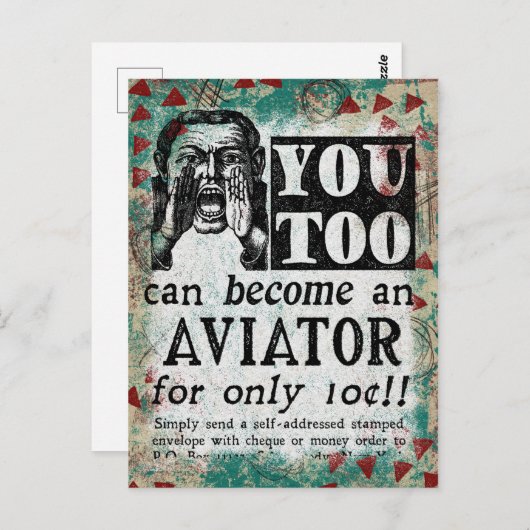 Aviator - Funny Retro Briefkaart (Voorkant / Achterkant)
