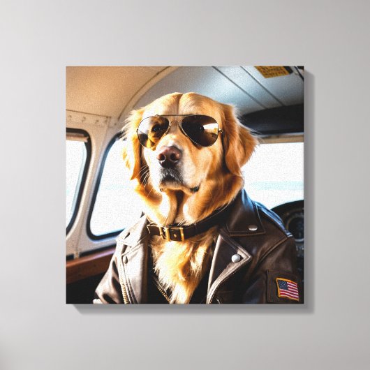 Aviator Golden Retriever Canvas Afdruk (Voorkant)