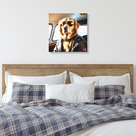 Aviator Golden Retriever Canvas Afdruk (Insitu (Slaapkamer))