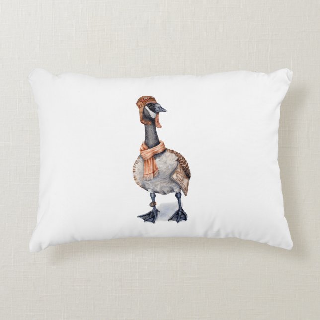 Aviator Goose Gift Wrap Accent Kussen (Voorkant)