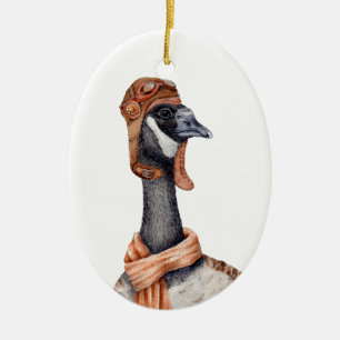 Aviator Goose Keramisch Ornament