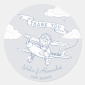 Aviator Pilot Airplane Precious Cargo Baby Shower Ronde Sticker (Voorkant)
