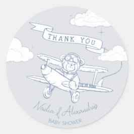 Aviator Pilot Airplane Precious Cargo Baby Shower Ronde Sticker