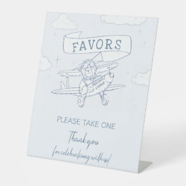 Aviator Pilot Precious Cargo Baby Shower Favors Reclamebord Met Voetstuk