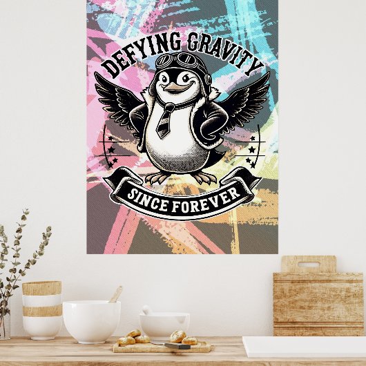 Aviator Pinguïn Poster (Keuken)
