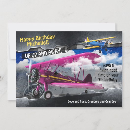 Aviator Plane Verjaardag Kaart (Voorkant)