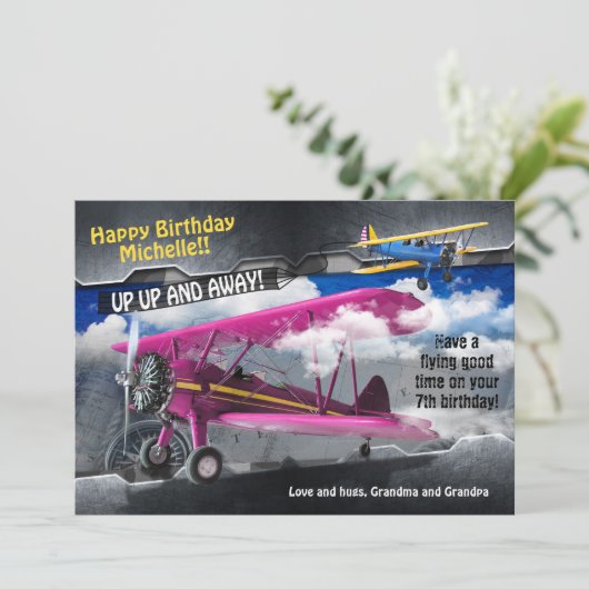 Aviator Plane Verjaardag Kaart (Staand voorkant)