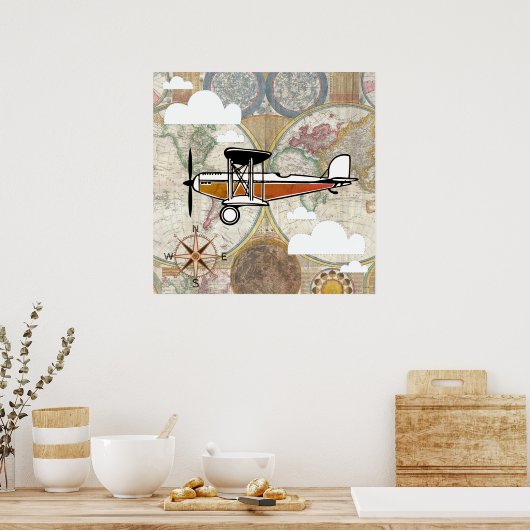 Aviator  Plane World Adventure Poster (Keuken)