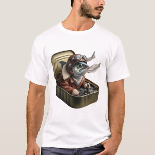 Aviator Sardine Grappige Vliegende Vis T-shirt