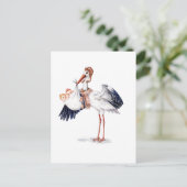 Aviator Stork die Twins meebrengt Briefkaart (Staand voorkant)