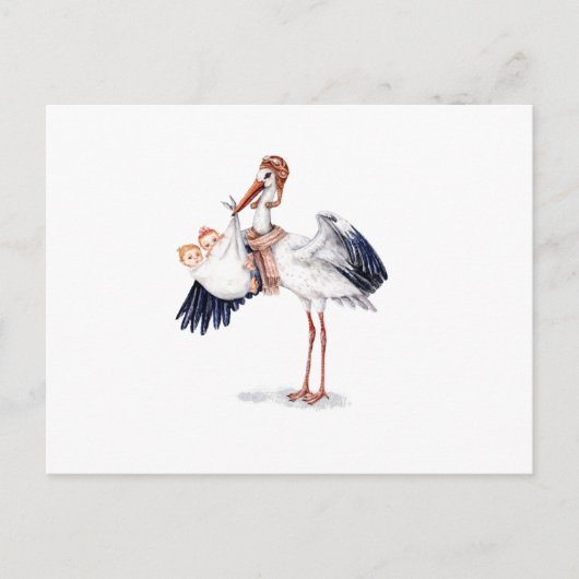 Aviator Stork die Twins meebrengt Briefkaart (Voorkant)