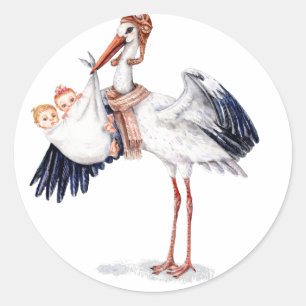 Aviator Stork die Twins meebrengt Ronde Sticker