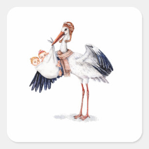 Aviator Stork die Twins meebrengt Vierkante Sticker