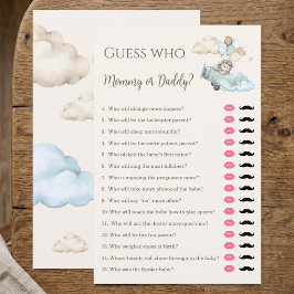 Aviator Teddy Bear Mam of Papa Baby Shower Spel