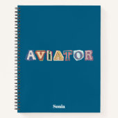 Aviator typografie, leuk, cool, Luchtvaart, Aangep Notitieboek (Voorkant)