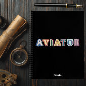Aviator typografie, leuk, cool, Luchtvaart, Aangep Notitieboek
