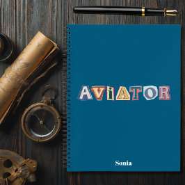 Aviator typografie, leuk, cool, Luchtvaart, Aangep Notitieboek