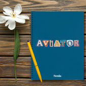 Aviator typografie, leuk, cool, Luchtvaart, Aangep Notitieboek