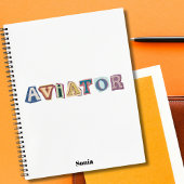Aviator typografie, leuk, cool, Luchtvaart, Aangep Notitieboek