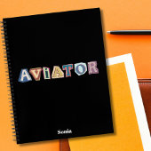 Aviator typografie, leuk, cool, Luchtvaart, Aangep Notitieboek