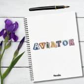 Aviator typografie, leuk, cool, Luchtvaart, Aangep Notitieboek