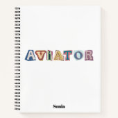 Aviator typografie, leuk, cool, Luchtvaart, Aangep Notitieboek (Voorkant)