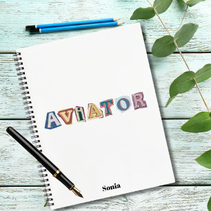 Aviator-typografie,leuk,cool,luchtvaart,aangepast Notitieboek