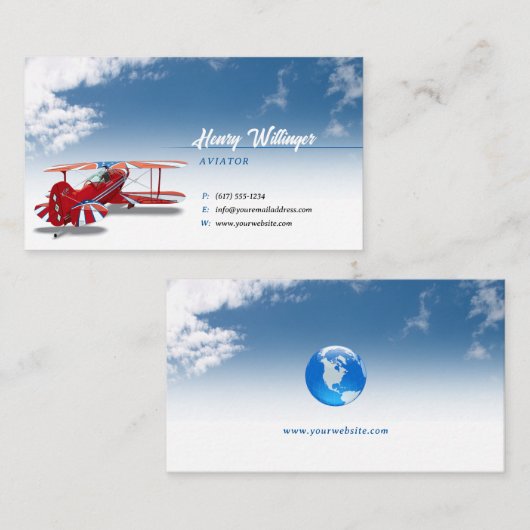 Aviator | Vluchtinstructeur Visitekaartje (Voorkant / Achterkant)