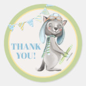 Aviator Wolf Baby shower dank u Ronde Sticker (Voorkant)