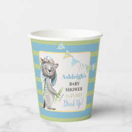 Aviator Wolf, Gestreept Baby shower Papieren Bekers