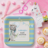 Aviator Wolf, Gestreept Baby shower Papieren Bordje (Feest)