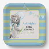 Aviator Wolf, Gestreept Baby shower Papieren Bordje (Voorkant)