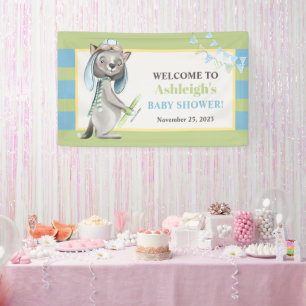 Aviator Wolf, Gestreept Baby shower Spandoek
